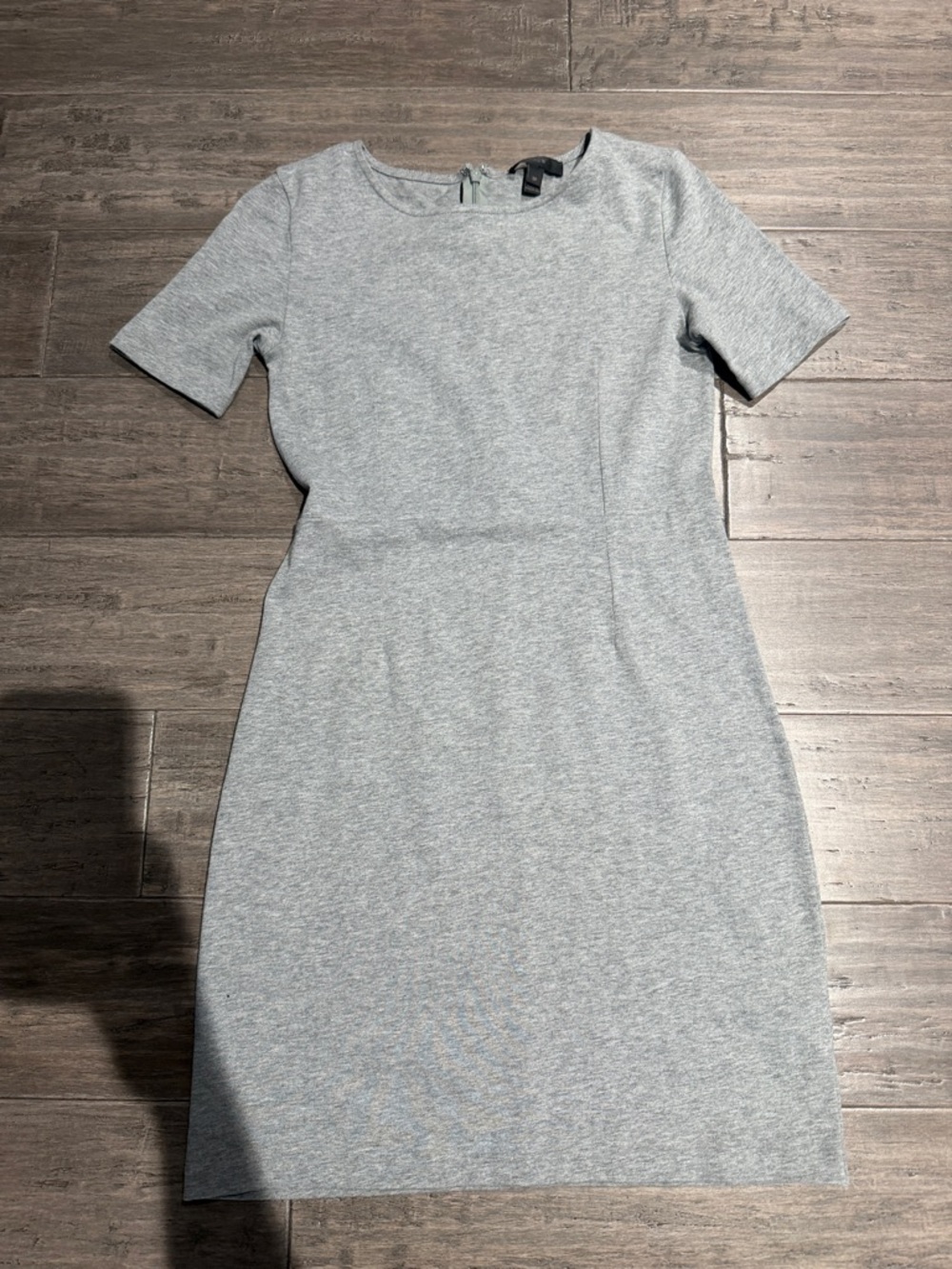J. Crew Heather Gray Short-Sleeve Mini Sheath Dress